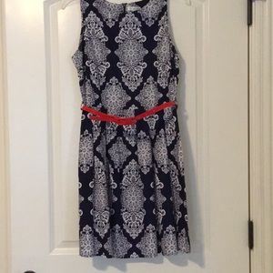 Charming Charlie M navy, white dress , red belt